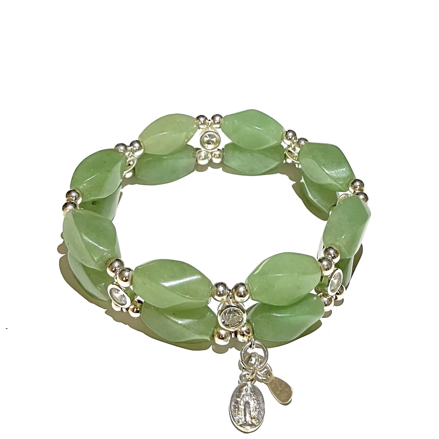 Aventurine Bracelet with zirkon spacers and 925 sterling silver (66)