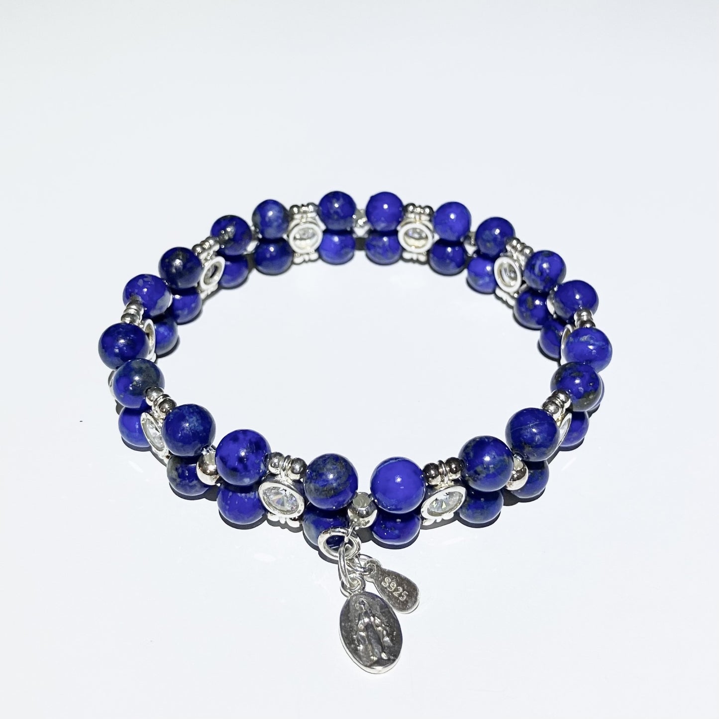 Lapis Lazuli bracelet 6mm and 925 sterling silver (16-17cm) (69)