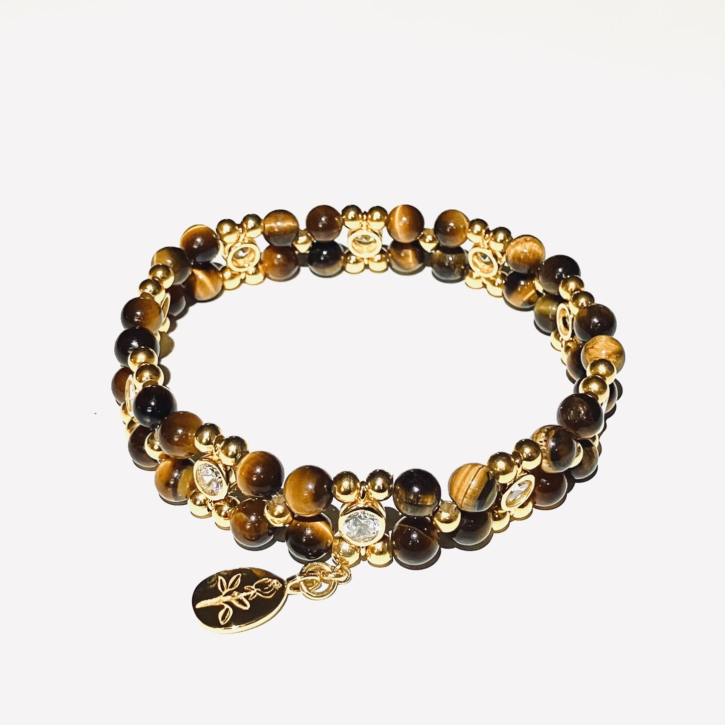 Tiger Eye Bracelet double gold (16,5-17cm) (18)
