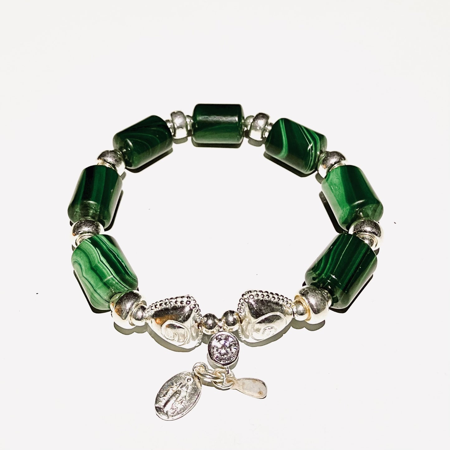 Malachite Bracelet in 925 sterling silver (16-17cm) (50)