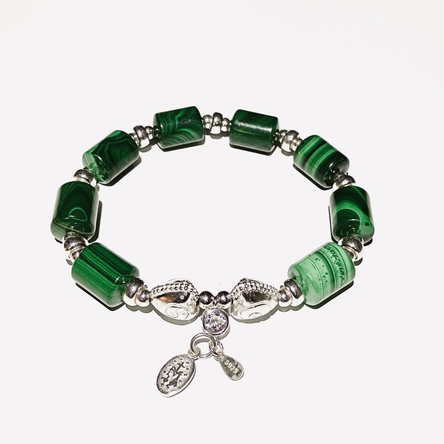 Malachite Bracelet in 925 sterling silver (18-19cm) (17)