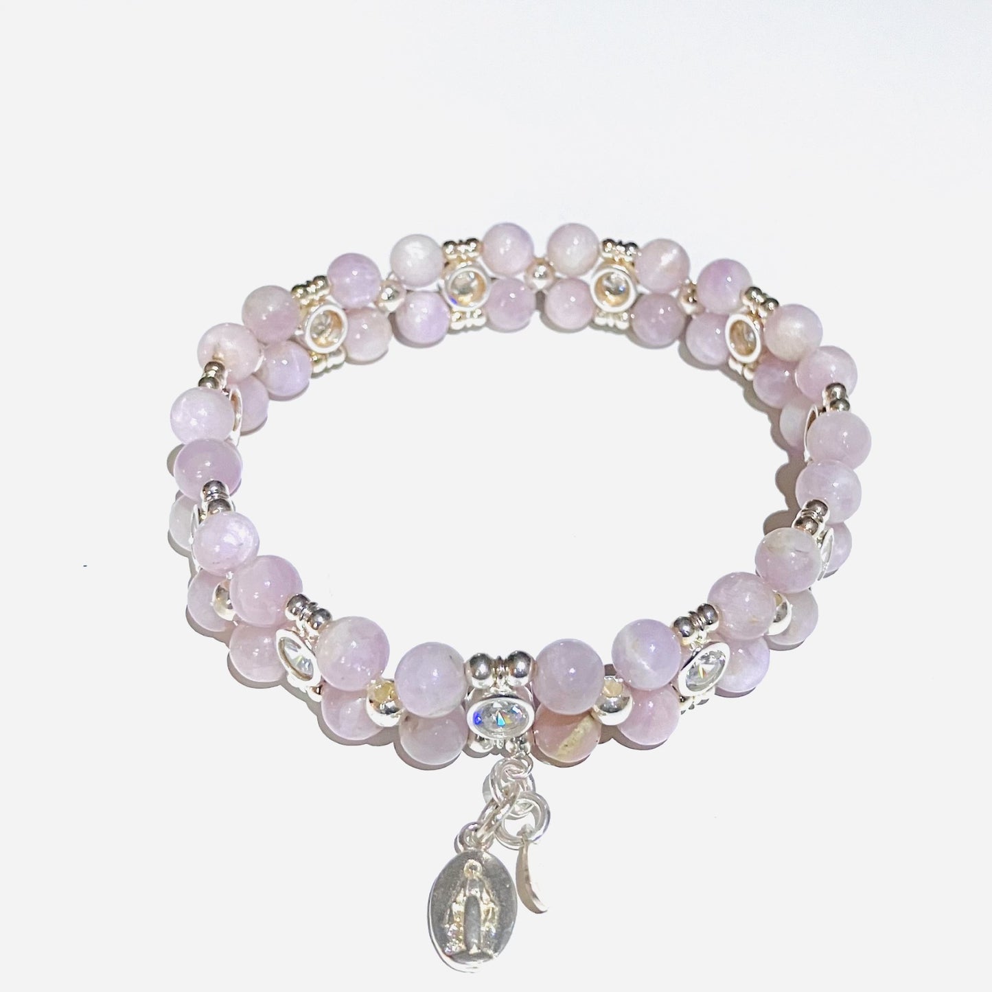 Kunzite bracelet 925 silver (17,5-18,5cm) (44)