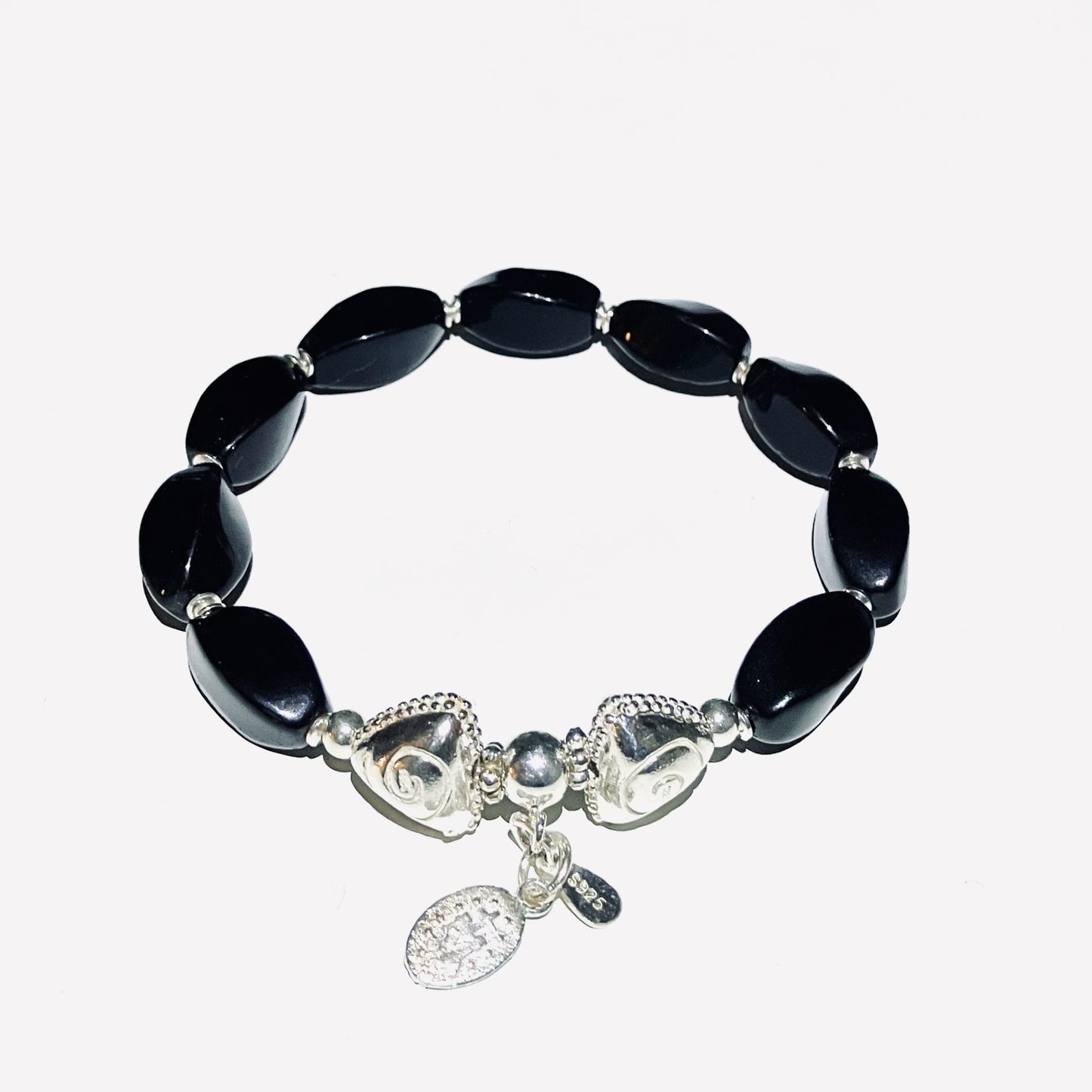 Onyx Bracelet with 925 sterling silver (16-17cm) (36)