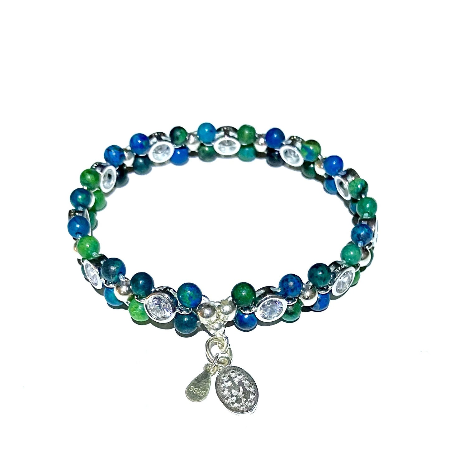 Chrysocolla Bracelet 925 silver (15,5-16,5cm) (13)