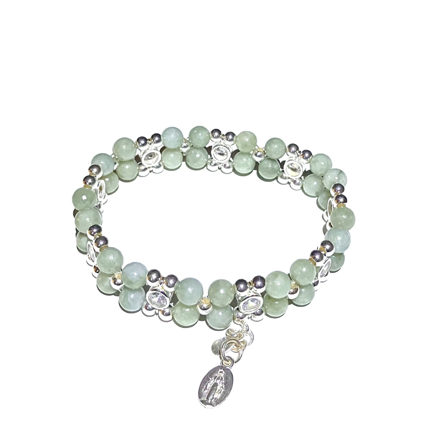Jadeite Bracelet 925 silver (16,5-17,5cm) (74)
