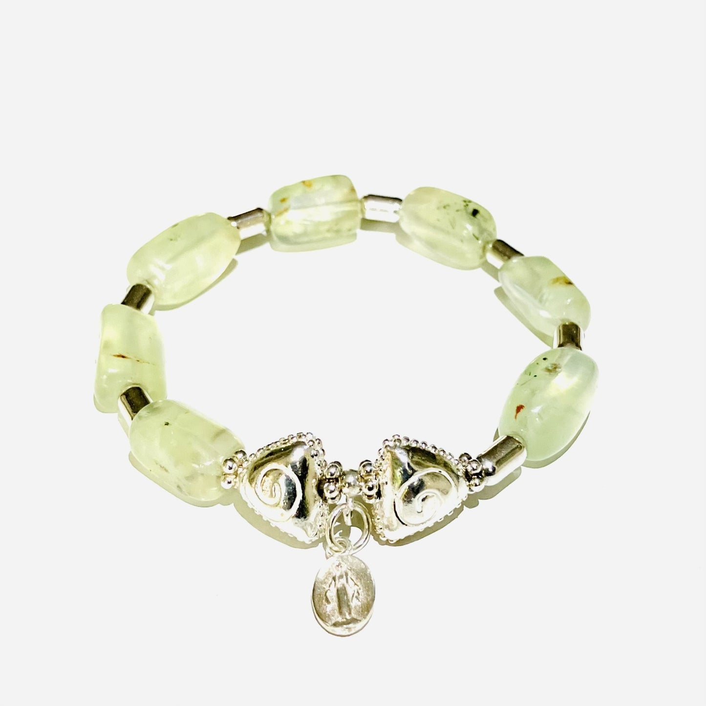 Prehnite Bracelet with 925 sterling silver (15-16cm) (53)