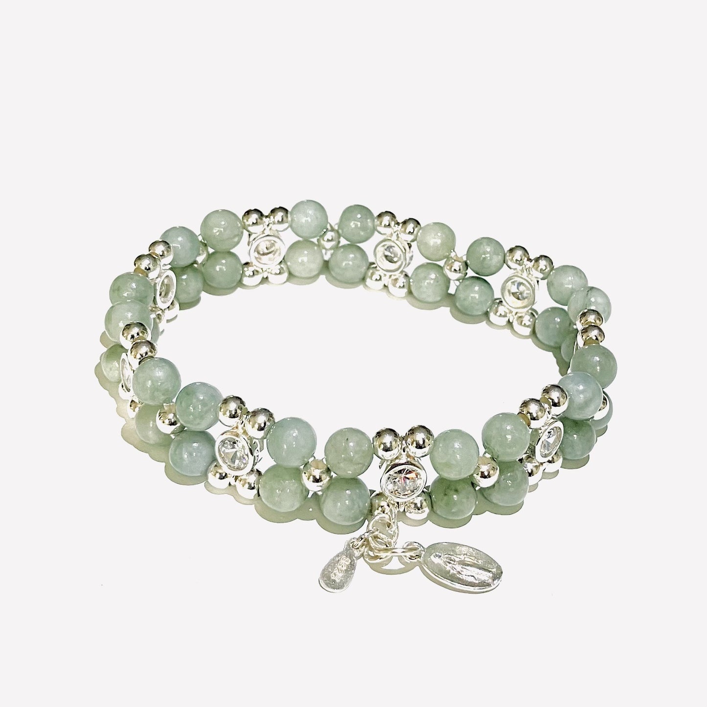 Jadeite Bracelet 925 silver (16,5-17,5cm) (74)