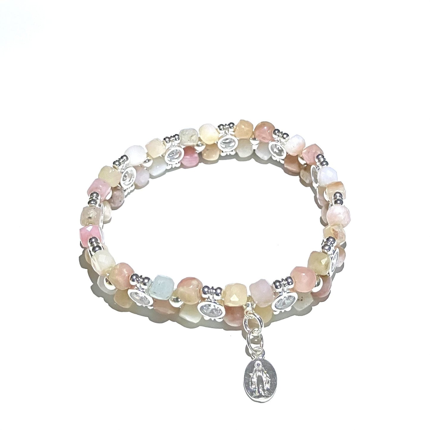 Andes Opal bracelet with zirkon and 925 silver (16-17cm) (57)