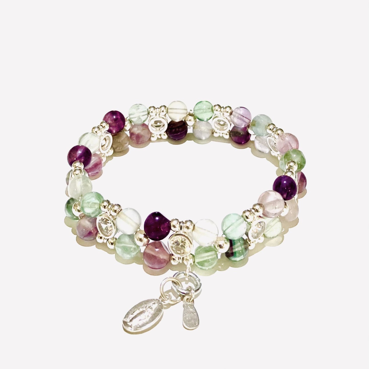 Fluorite Bracelet 925 silver (15-16cm) (80)