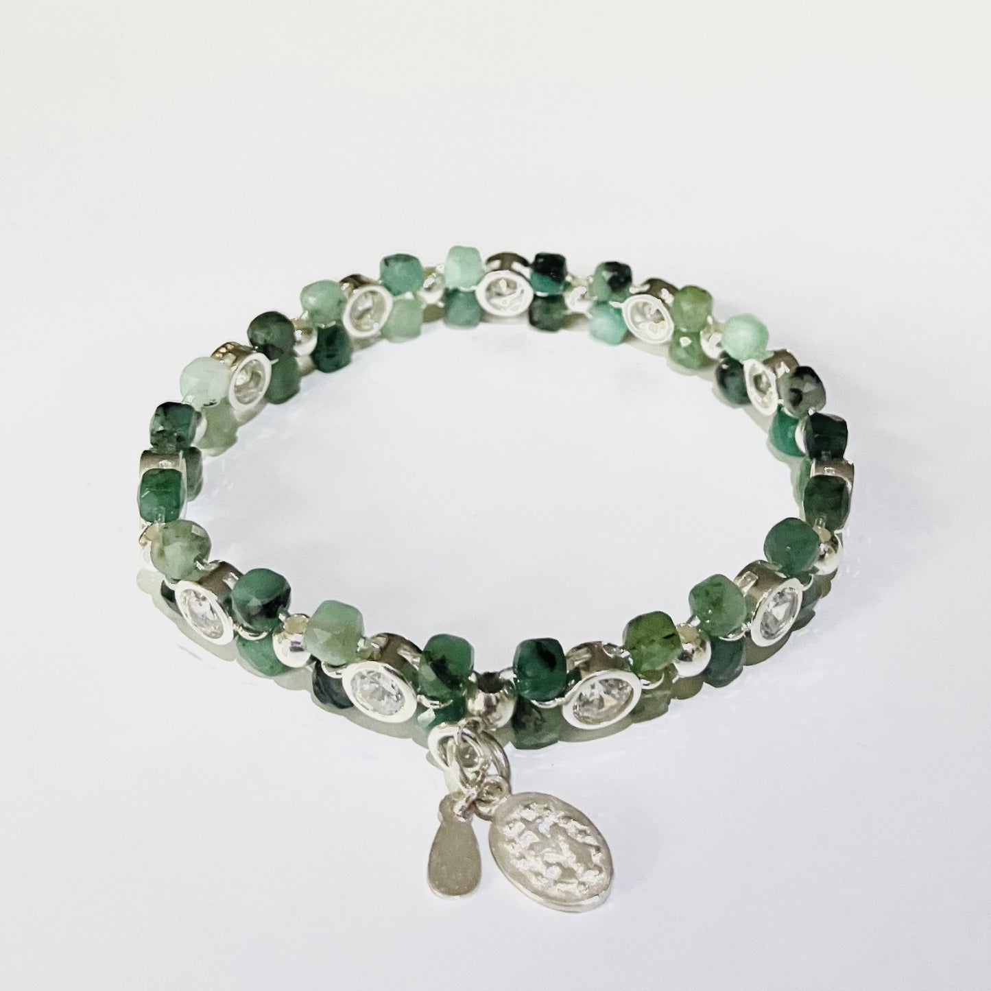 Emerald Bracelet 925 sterling 15,5-16,5cm) (75-2)