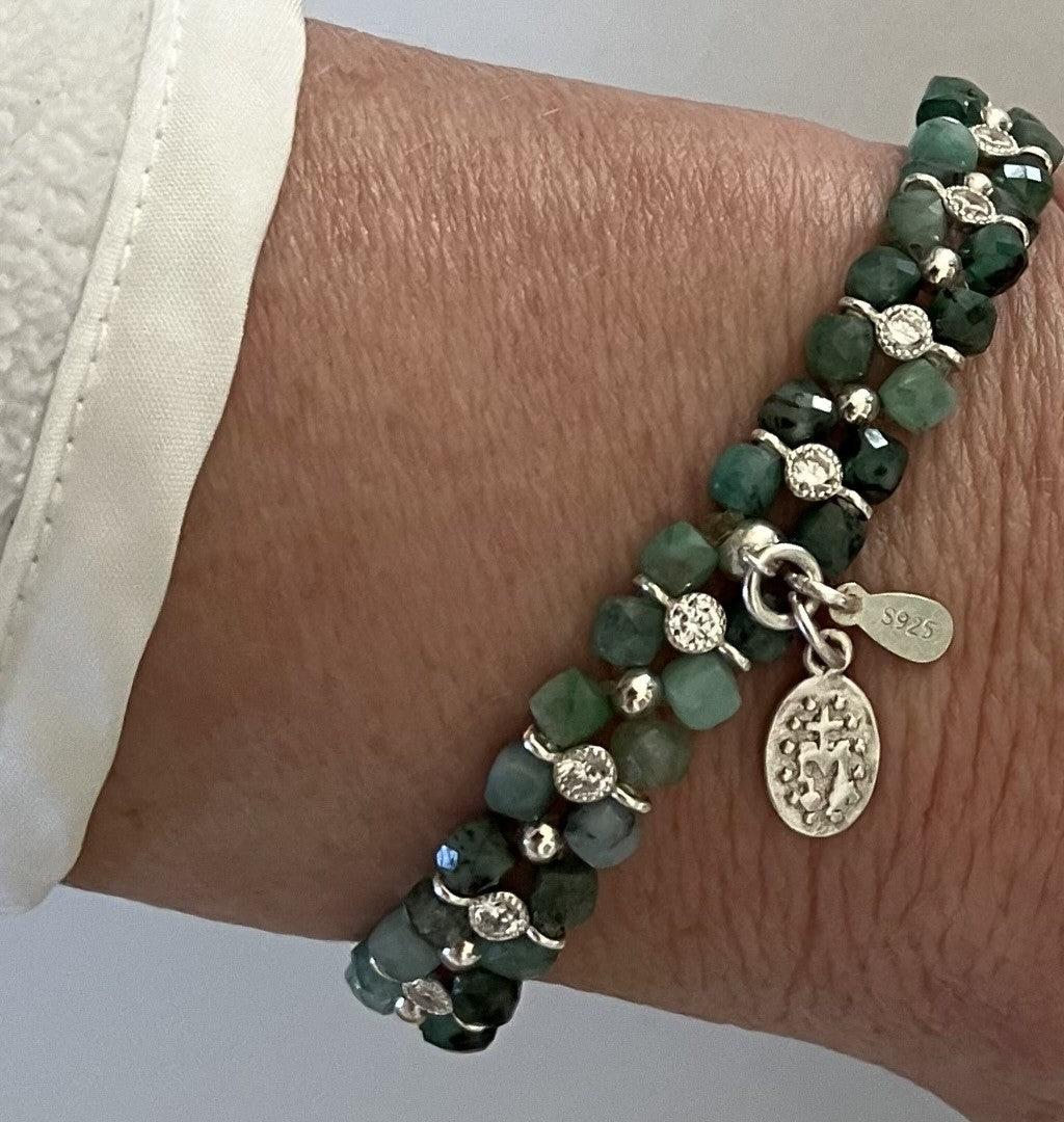 Emerald Bracelet 925 sterling 17,5-18,5cm) (75-1)