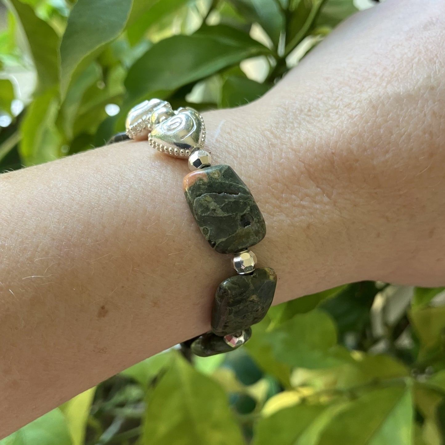 Rhyolite Bracelet with 925 sterling silver (16-17) (54-1)