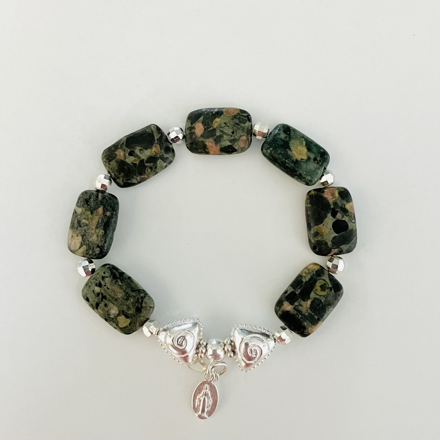 Rhyolite Bracelet 925 sterling silver (16-17cm) (54-2)