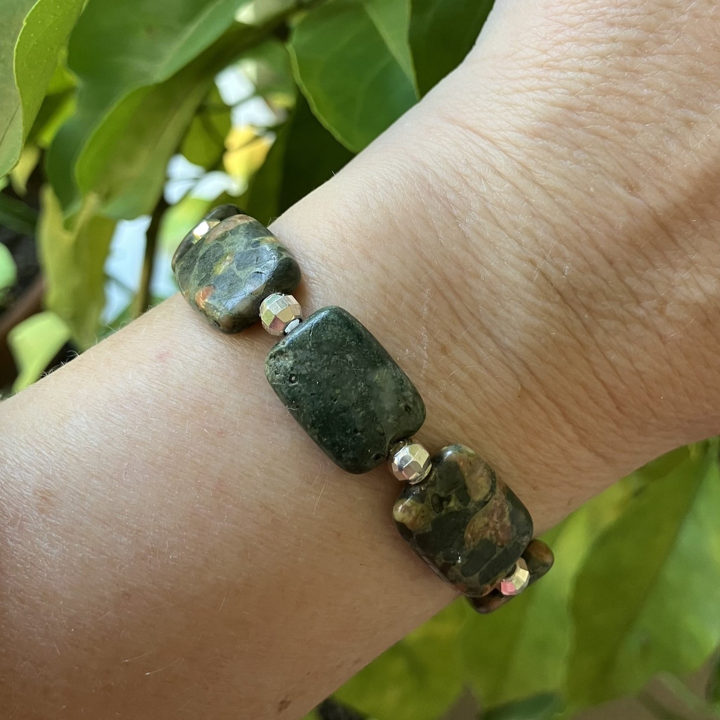 Rhyolite Bracelet 925 sterling silver (16-17cm) (54-2)