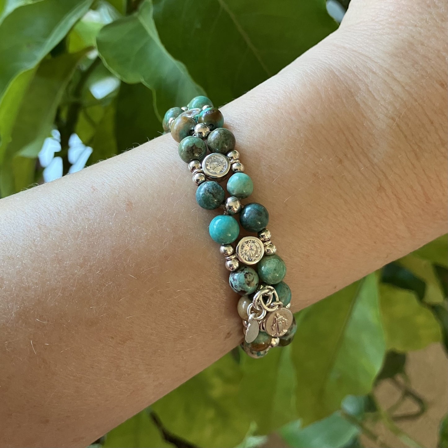 Turquoise African with zirkon in 925 silver (16,5-17,5) (56-1)