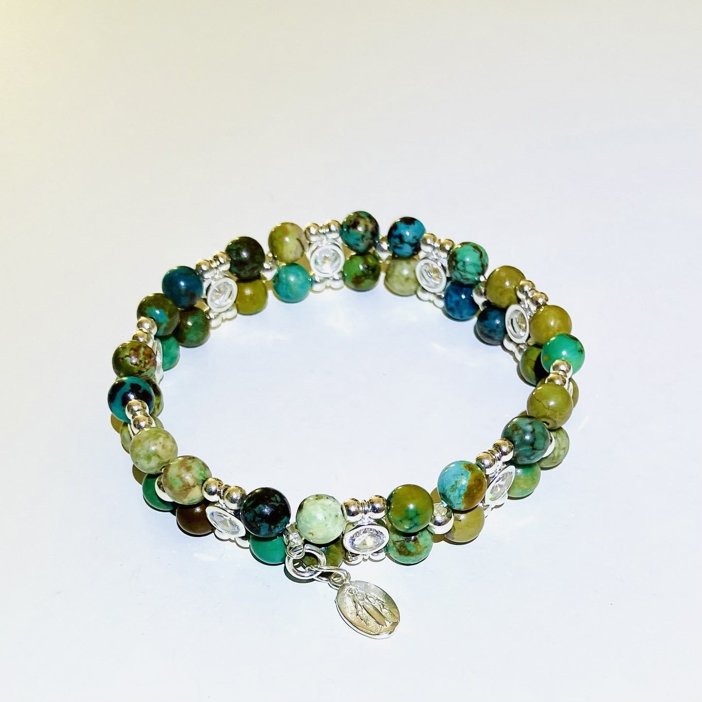 Turquoise African with zirkon in 925 silver L (16,5-17,5cm) (56-2)