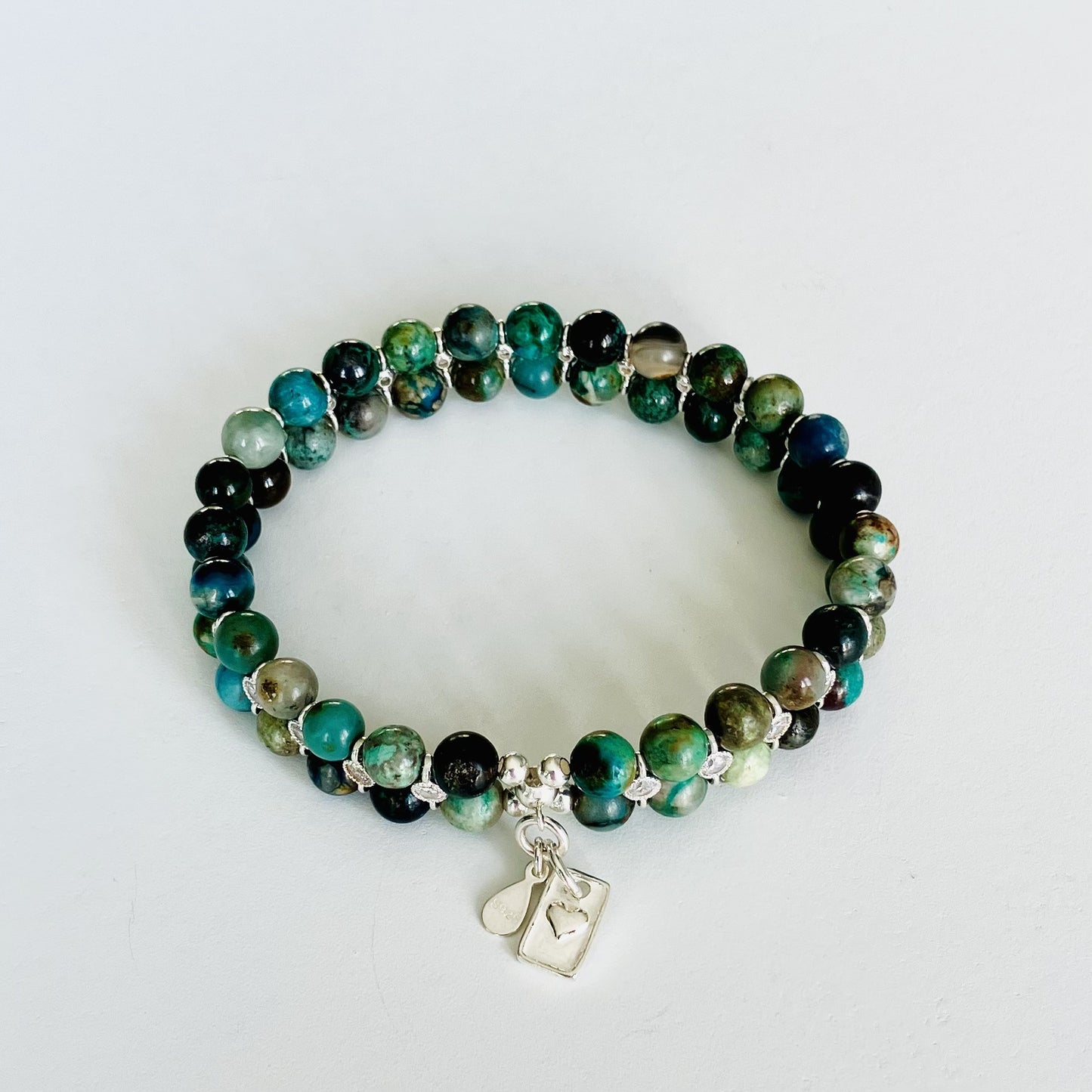 Turquoise African 5mm with zirkon connectors in 925 silver (16-17) (62)