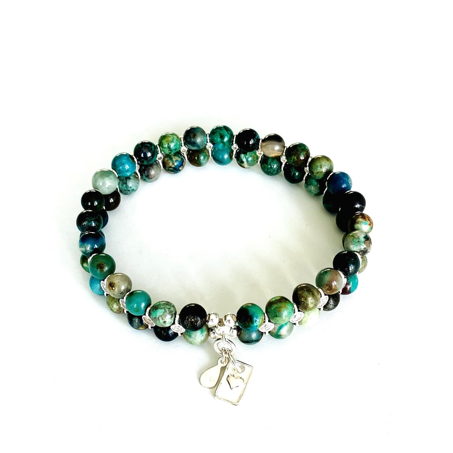 Turquoise African 5mm with zirkon connectors in 925 silver (16-17) (62)