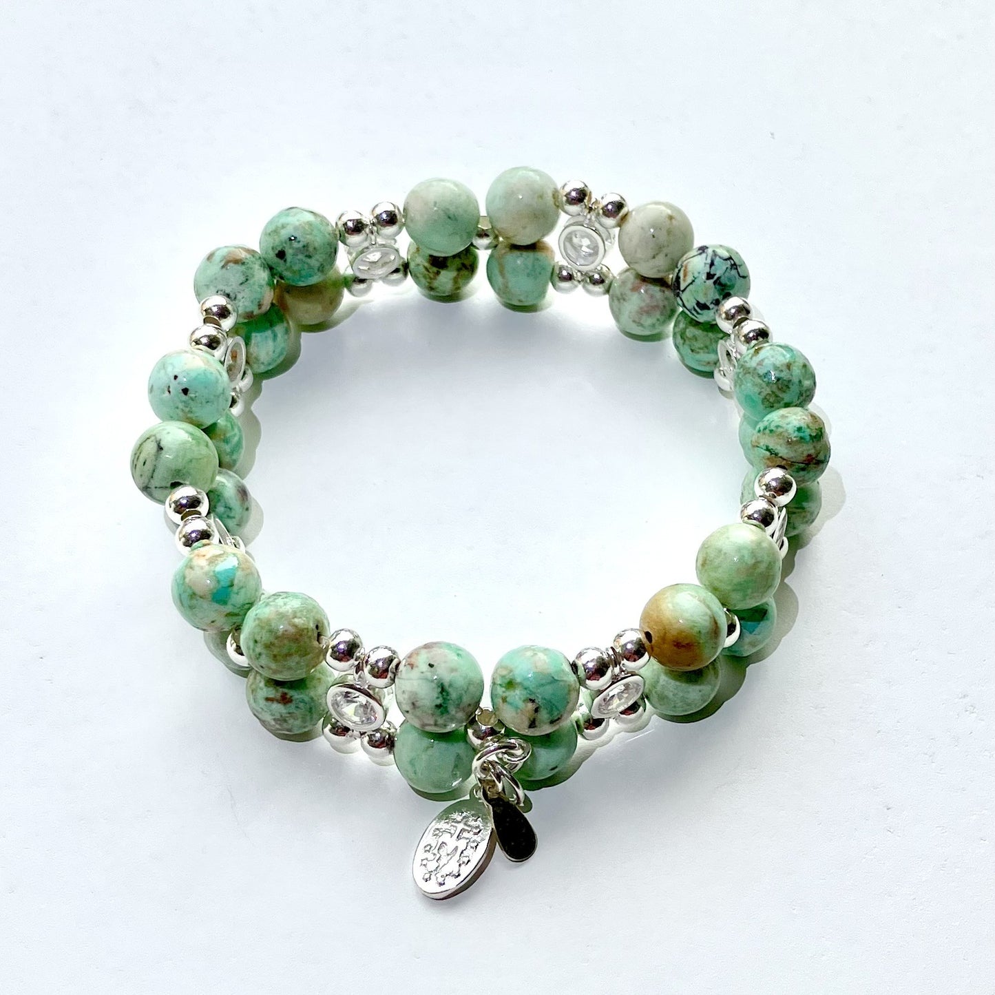 Turquoise (Peru) 8mm 925 sterling silver (16-17cm) (61)