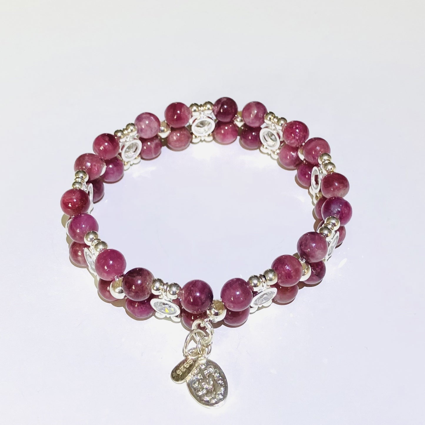 Tourmaline Bracelet 925 silver & zirkon 15-16cm (61)