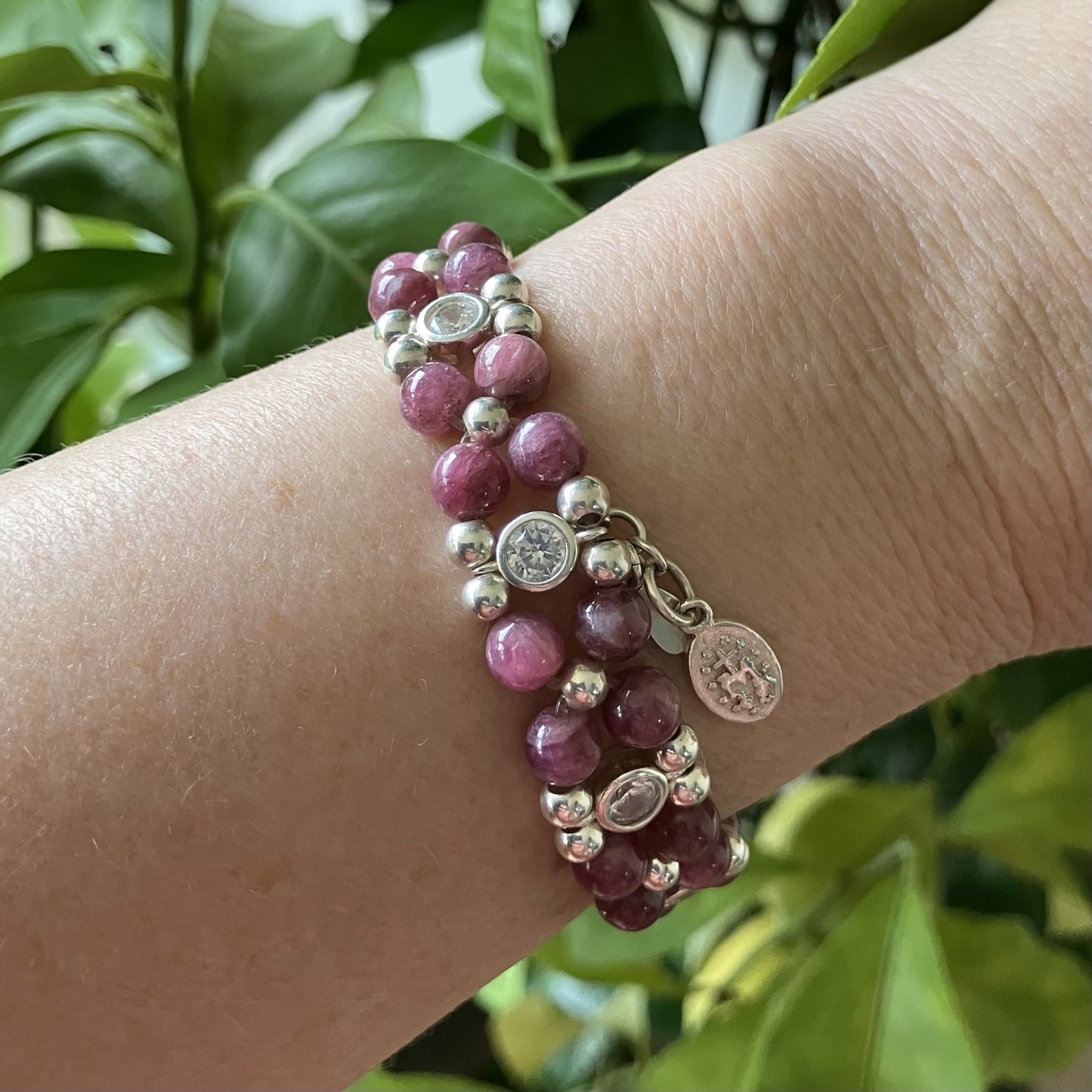Tourmaline Bracelet 925 silver & zirkon 16,5-17,5cm (60)