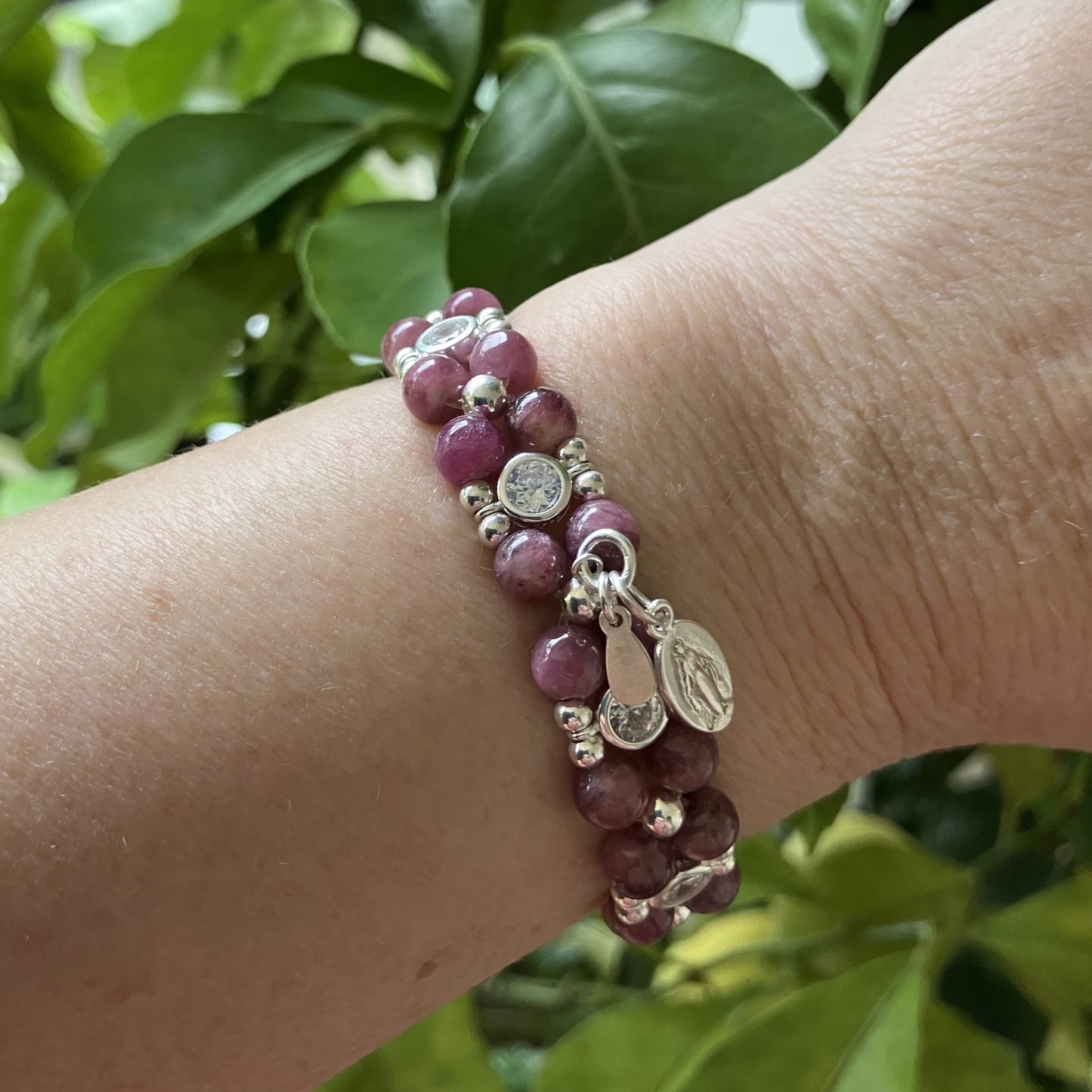 Tourmaline Bracelet 925 silver & zirkon 15-16cm (61)