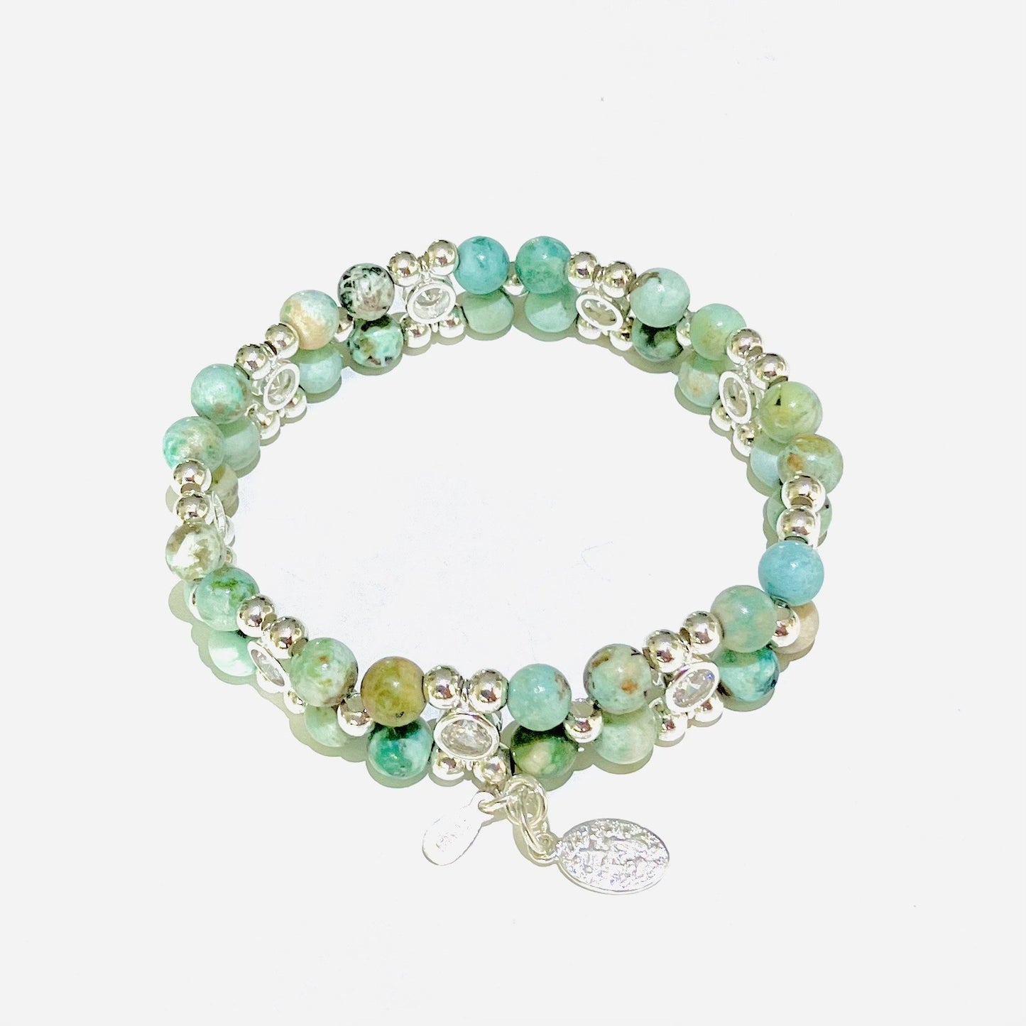 Turquoise Bracelet (Peru) 6mm 925 sterling silver (16-17cm) (20)