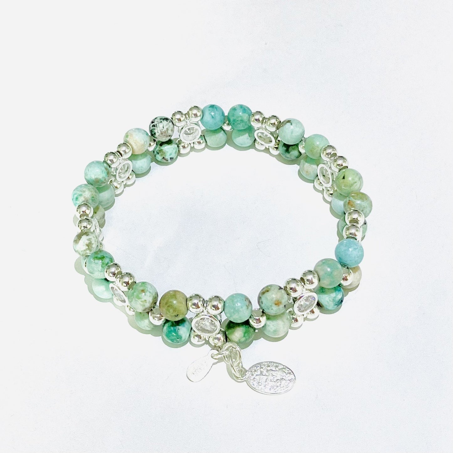Turquoise Bracelet (Peru) 6mm 925 sterling silver (16-17cm) (20)