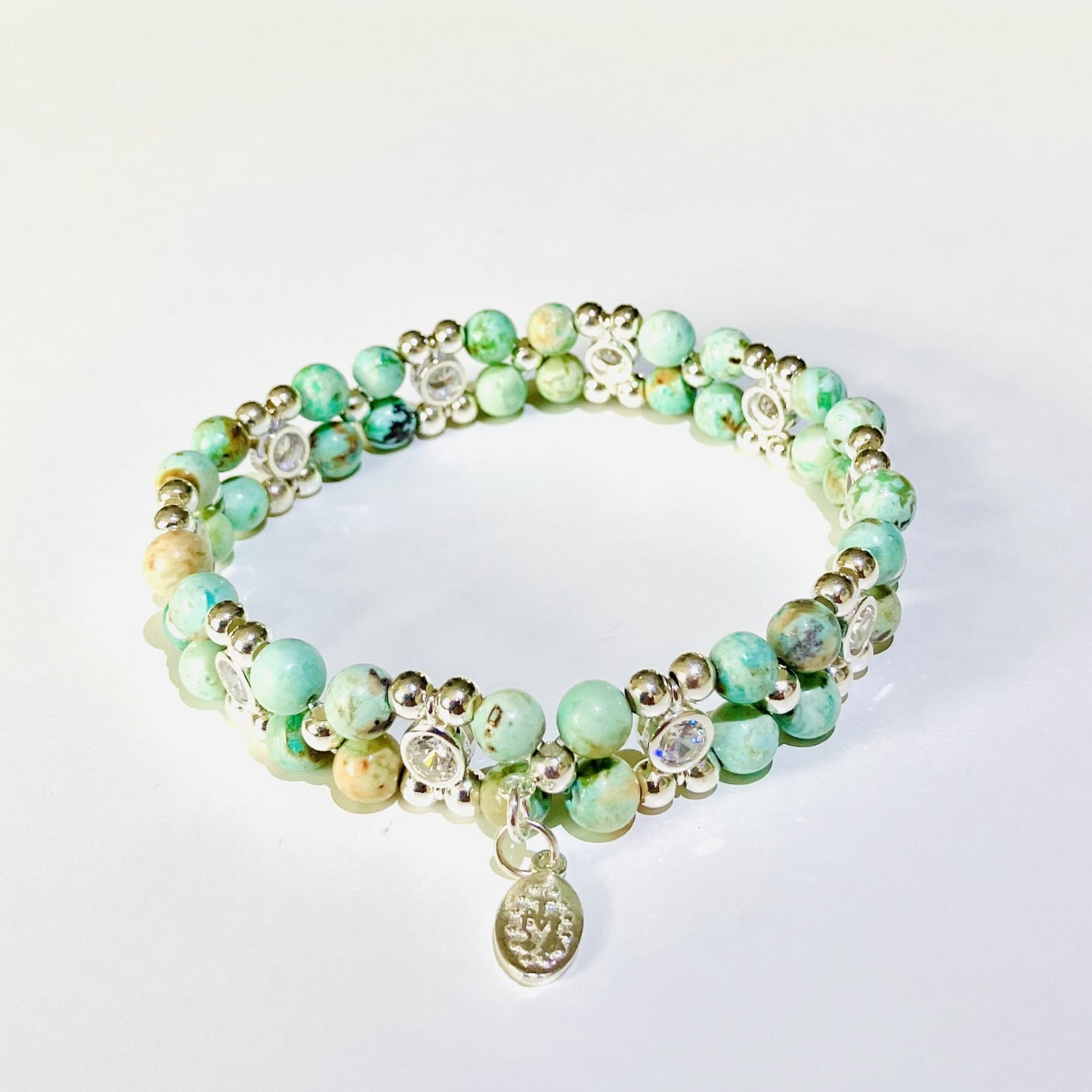 Turquoise (Peru) 6mm 925 sterling silver (17,5-18,5cm) (48)