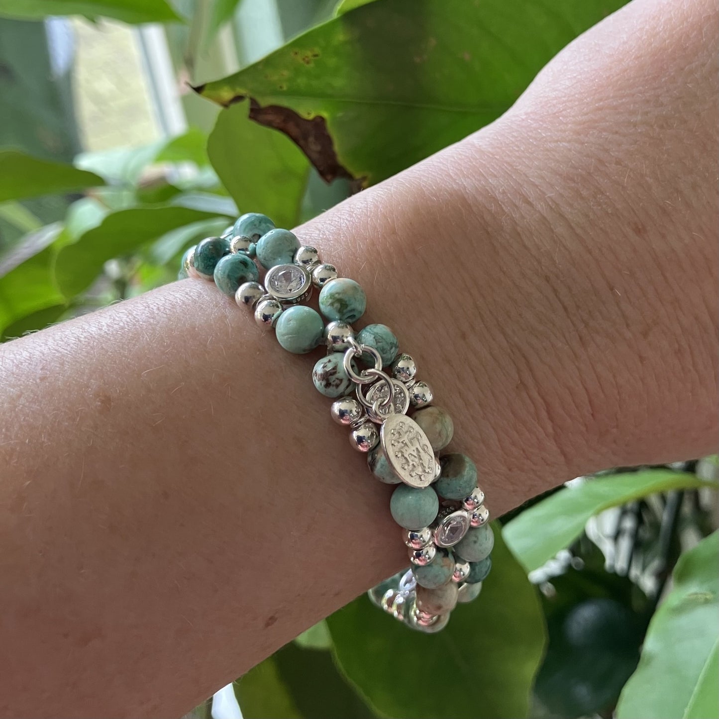 Turquoise (Peru) 6mm 925 sterling silver (17,5-18,5cm) (48)