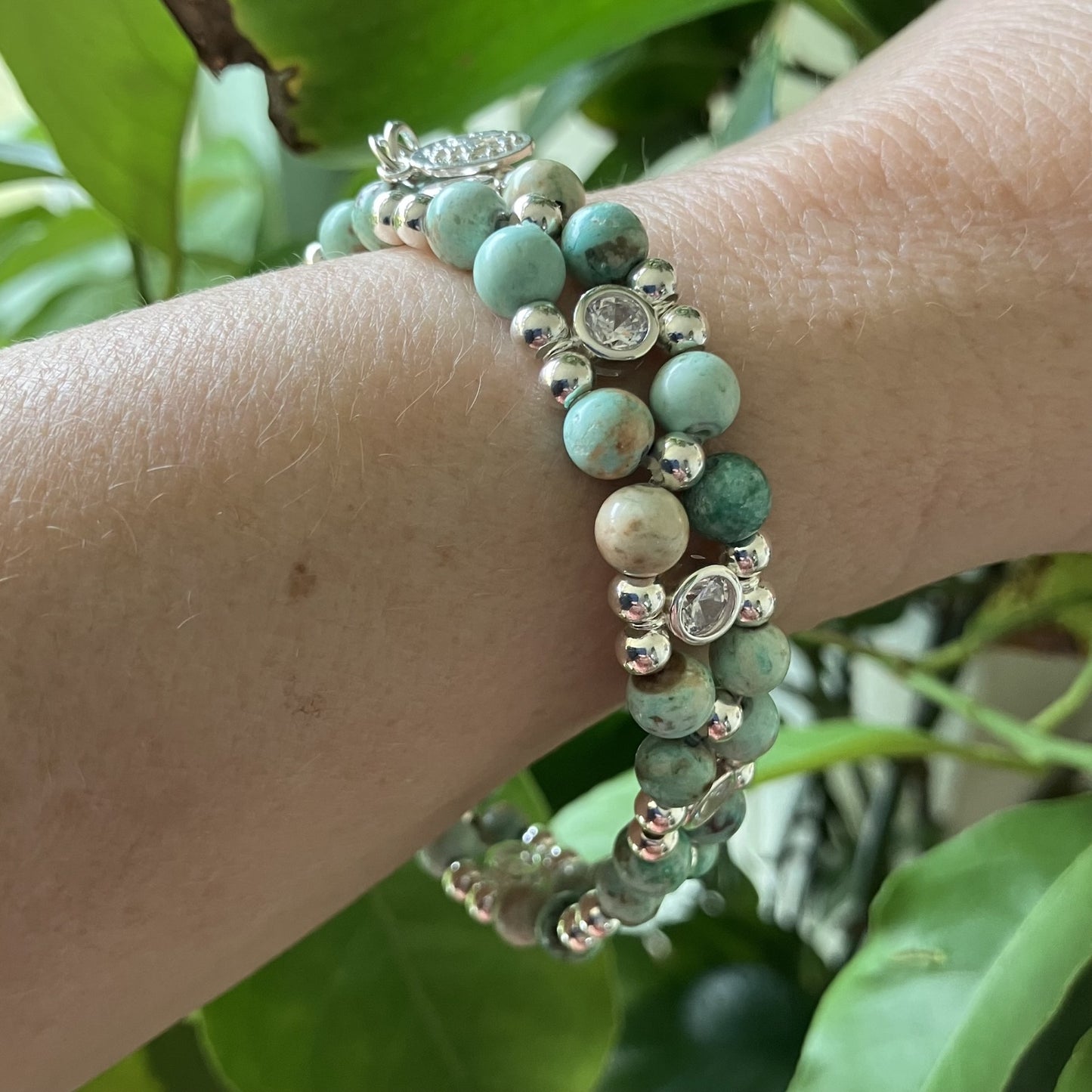 Turquoise (Peru) 6mm 925 sterling silver (17,5-18,5cm) (48)