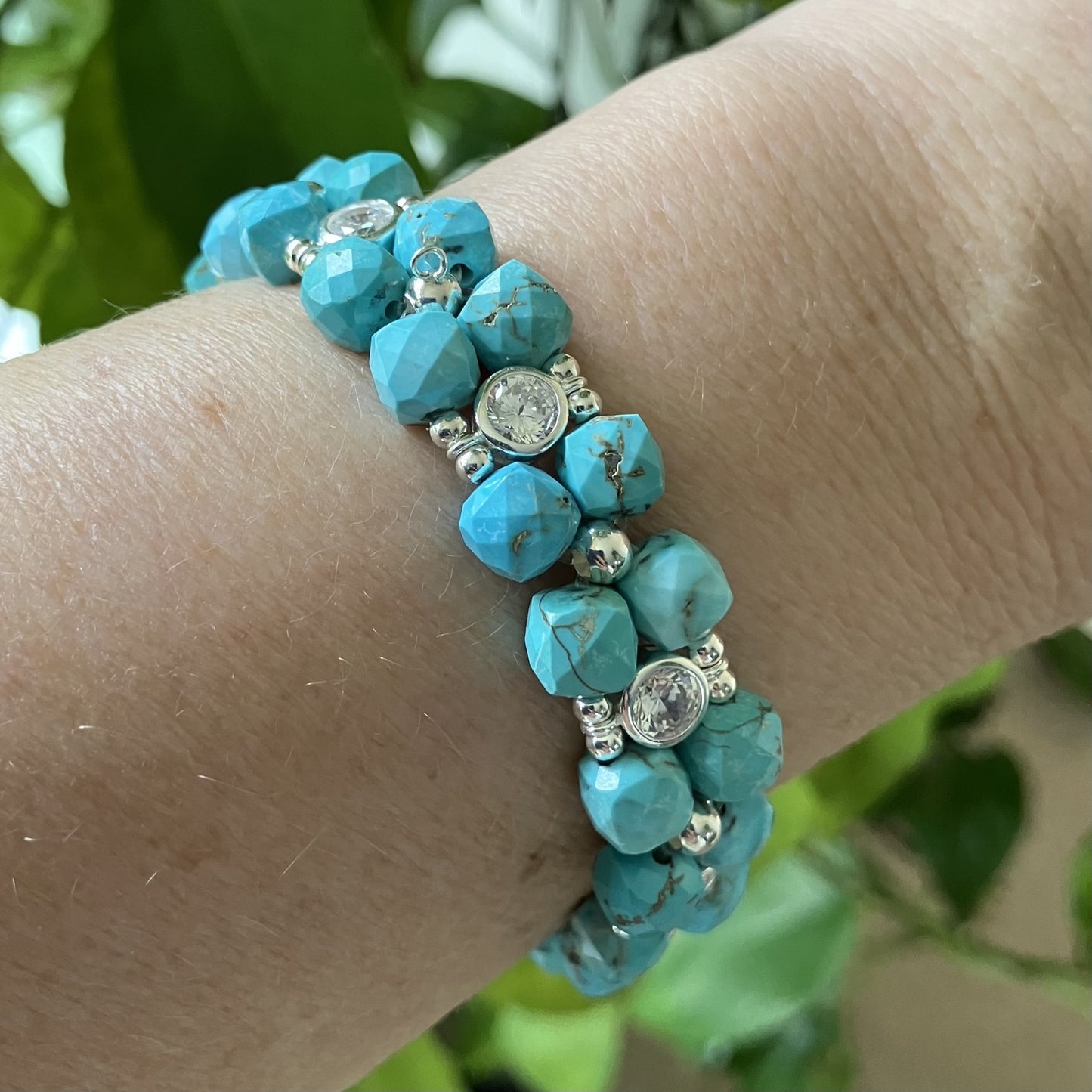 Turquoise bracelet and 925 sterling silver (17-18cm) (103)