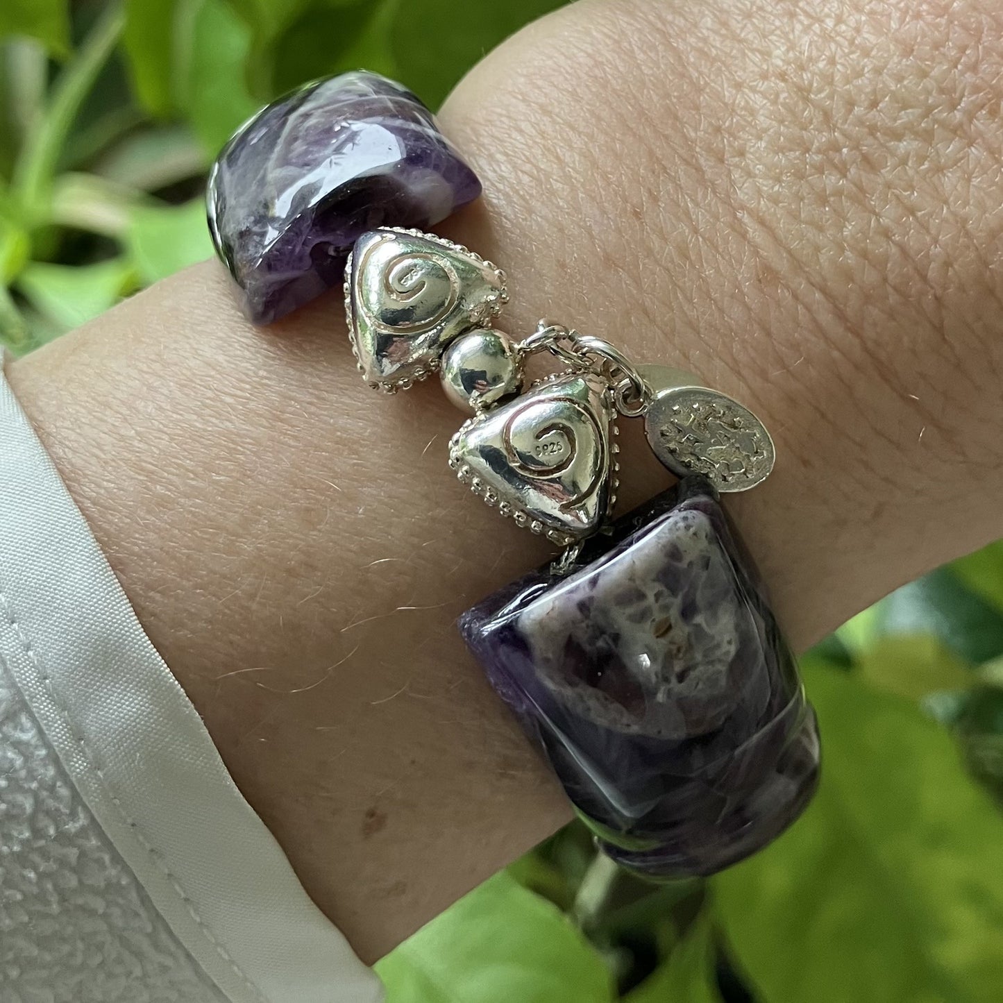 Amethyst Chevron Bangle large stones (16,5-17,5cm) (46-2)