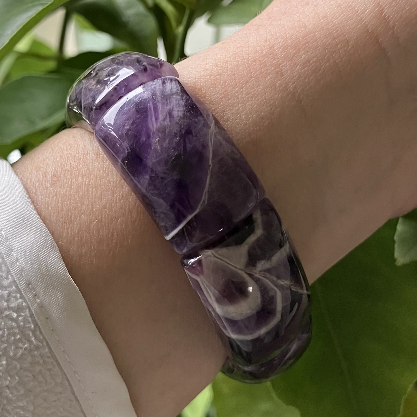Amethyst Chevron Bangle large stones (16,5-17,5cm) (46-2)