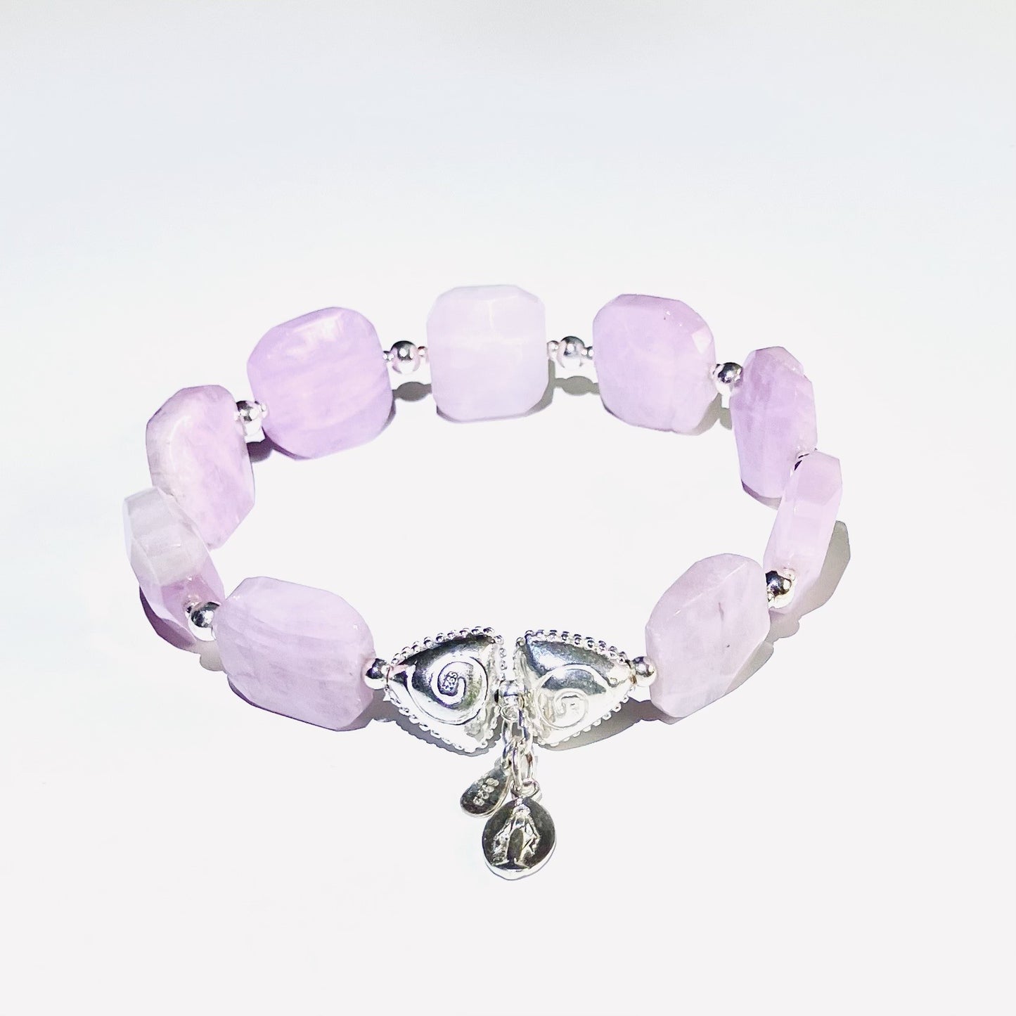 Kunzite bracelet 925 silver (17,5-18,5cm) (103)
