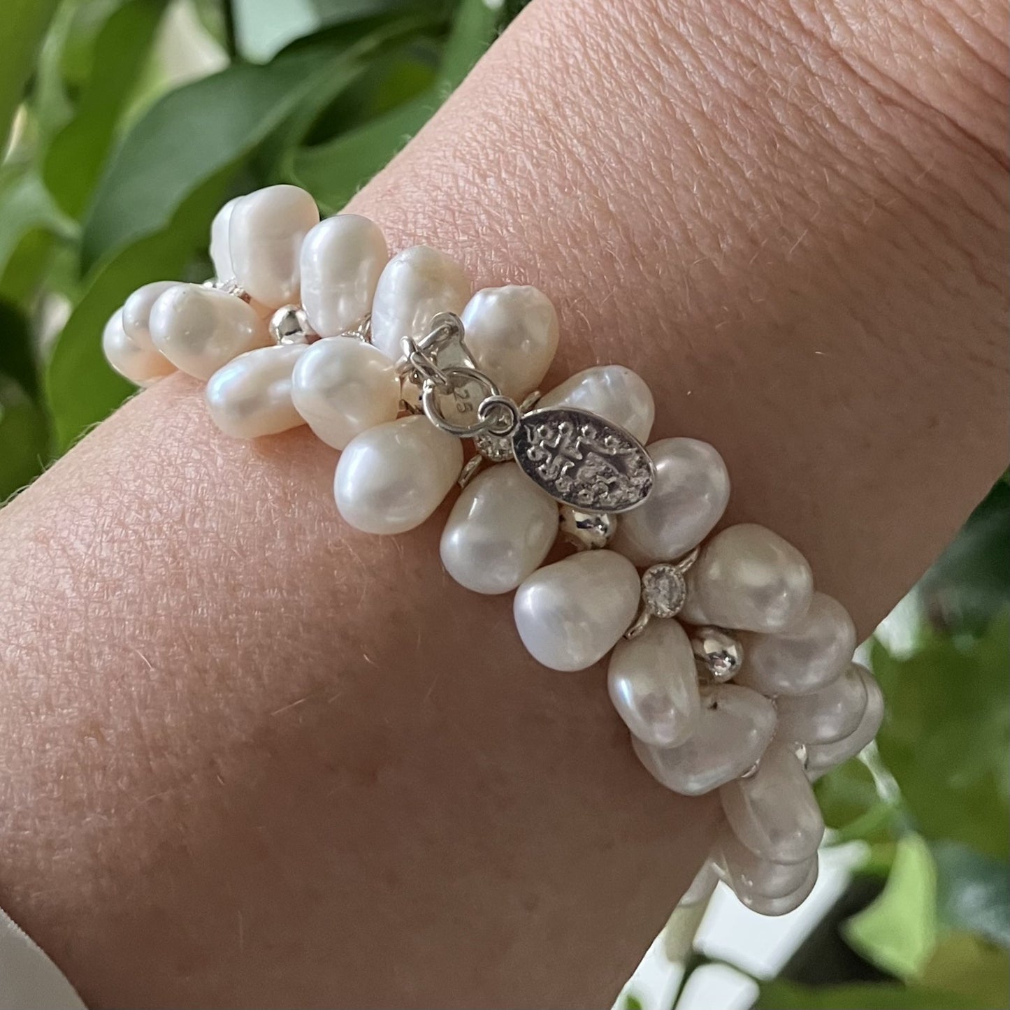Pearl Bracelet - with 925 silver (17-18cm) (38)