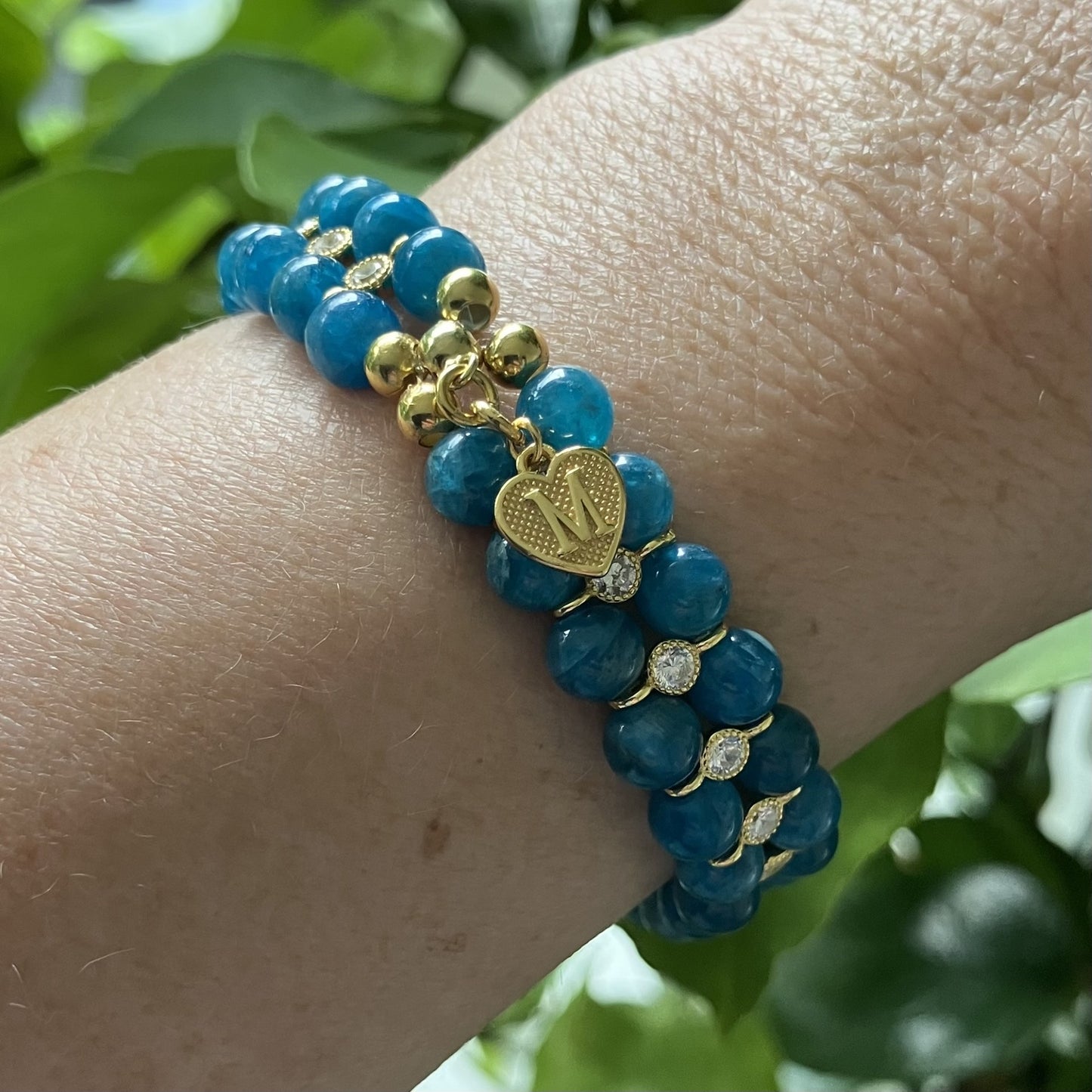 Apatite Bracelet in 925 gold plated (16-17cm) (51)