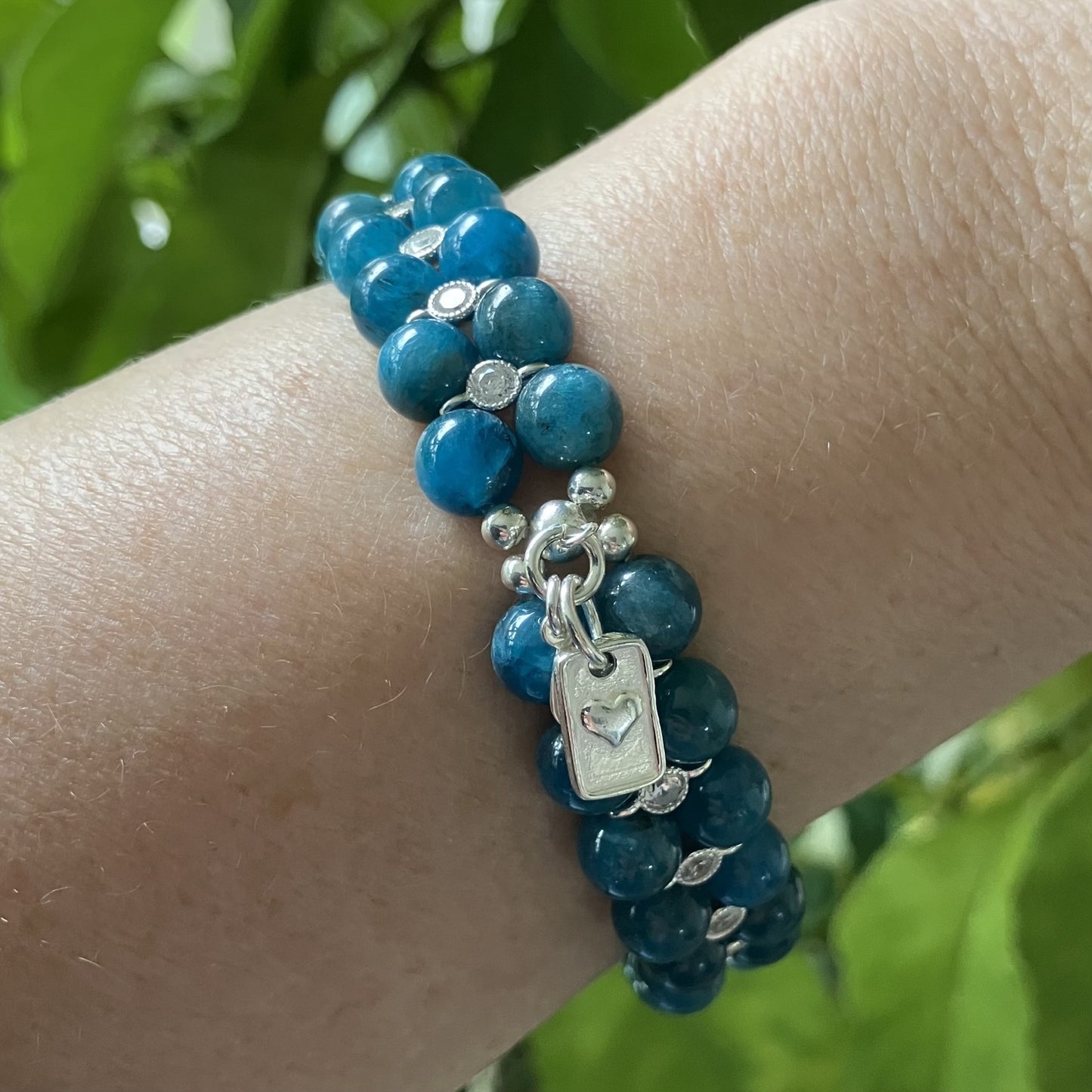 Apatite Bracelet 925 sterling silver (17,5-18,5cm) (25)