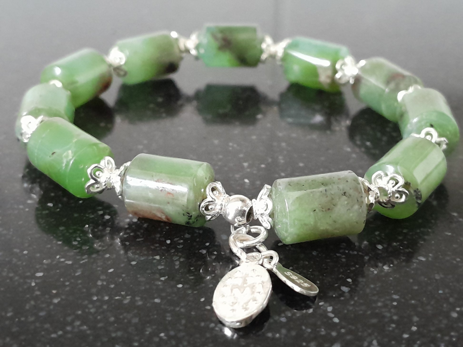 Chrysoprase Bracelet with 925 sterling silver (16-17cm) |