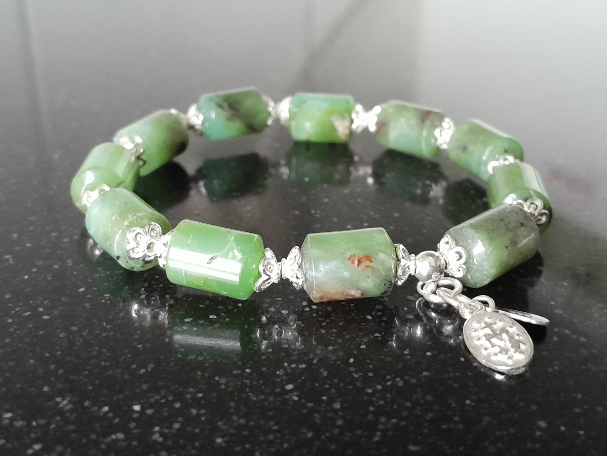 Chrysoprase Bracelet with 925 sterling silver (16-17cm) |