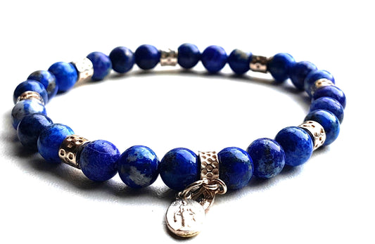 Bracelet Lapis Lazuli with 925 sterling silver beads. (19cm) |