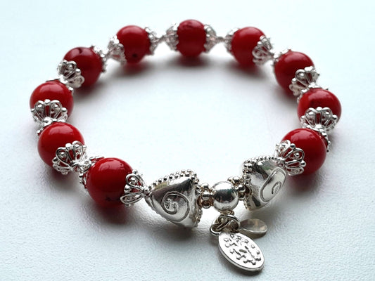 Coral Bracelet 8mm with 925 Sterling Silver (16-17) |