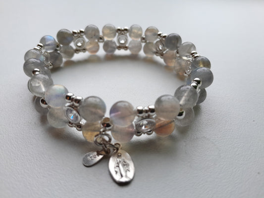 Labradorite Gemstone Bracelet - Sterling silver 925 (16-17cm)