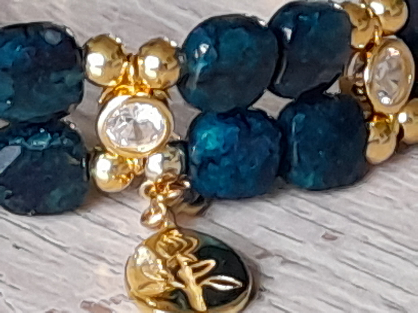 Apatite Bracelet in faceted squares - Gold plated 925 silver (18-19cm)    (4)