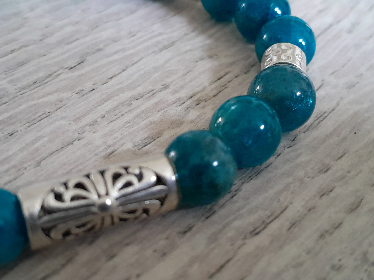 Apatite bracelet with 925 sterling silver (18-19cm) (7)