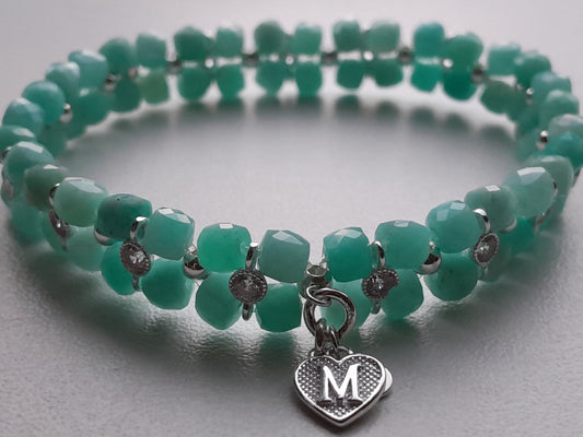 Lovely Amazonite Bracelet 4mm beads 925 sterling silver (41)