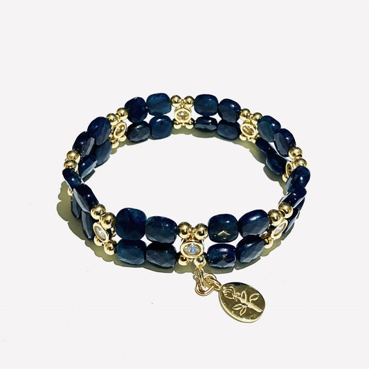 Apatite Bracelet in faceted squares - Gold plated 925 silver (16-17cm) (5)