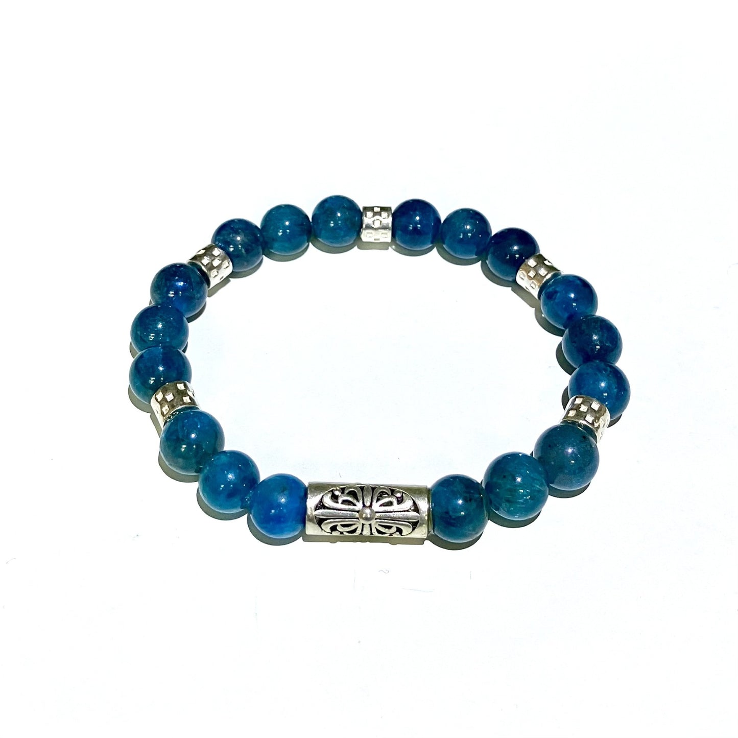 Apatite bracelet with 925 sterling silver (18-19cm) (7)