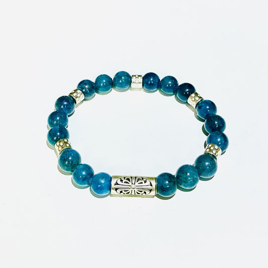 Apatite bracelet with 925 sterling silver (16-17cm) (8)
