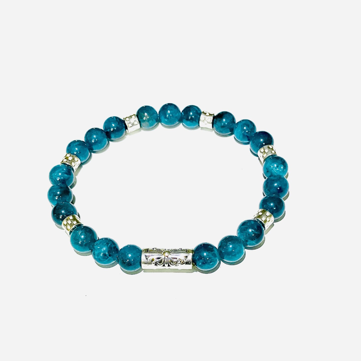 Apatite bracelet with 925 sterling silver (18-19cm) (7)